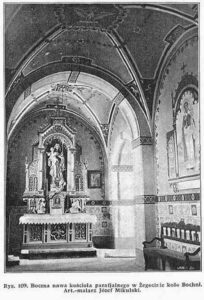 Wnętrze kościoła w Żegocinie - ok. 1925 r.